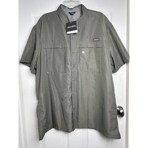 Eddie Bauer Mens SS Guide Shirt Sprig Green 2XL‎ Vented Fishing Hiking NWT